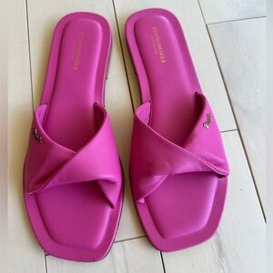 Bruno Magli 
Magenta leather slides